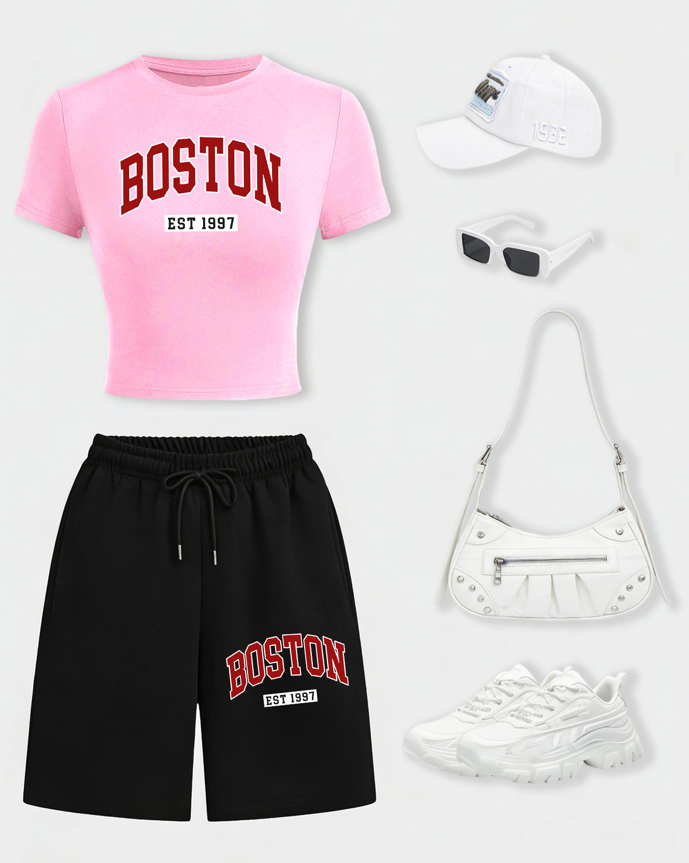 Summer Short Set - Boston Letter Est 1997 Women T-Shirt