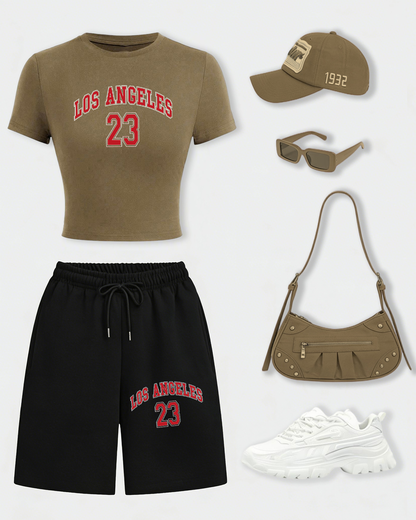 Summer Short Set - Los Angeles 24 Creative Letter Print