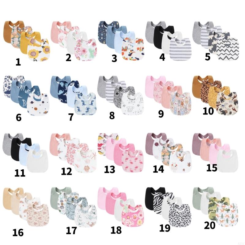 A5YC Pack of 4pcs Baby Burp Cl - Printed Bibs Pack avaliação e preço