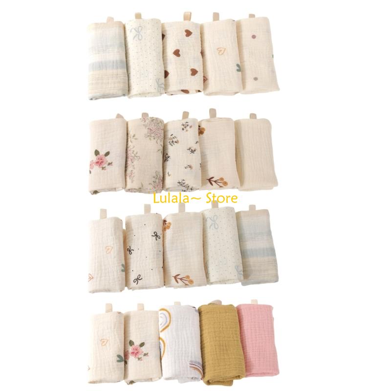 Y4QA Pack of 5pcs Soft Baby Wa - Printed Bibs Pack avaliação e preço