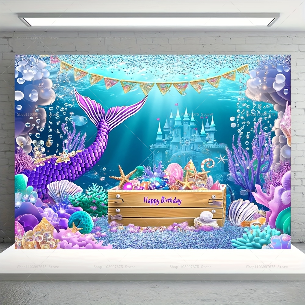 Mermaid Party Backdrops Childr - Baby Clothing Easter avaliação e preço