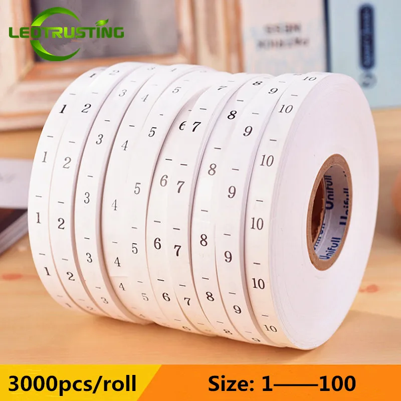 3000PCS/Roll 1-100 Number Size - Baby Clothing Tags avaliação e preço