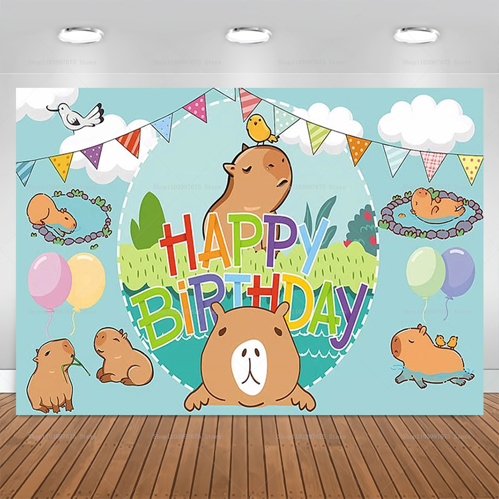 Cute Capybara Theme Backdrop C - Baby Clothing Easter avaliação e preço