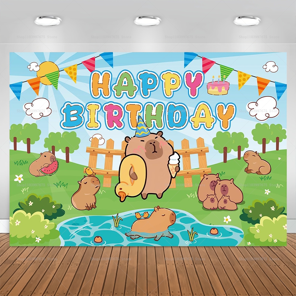 Cute Capybara Theme Backdrop C - Baby Clothing Easter avaliação e preço