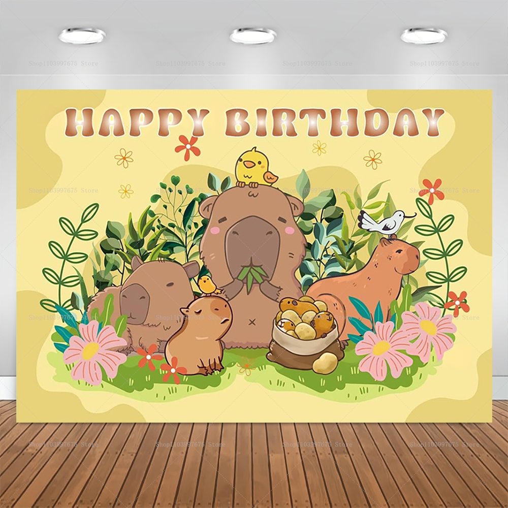 Cute Capybara Theme Backdrop C - Baby Clothing Easter avaliação e preço