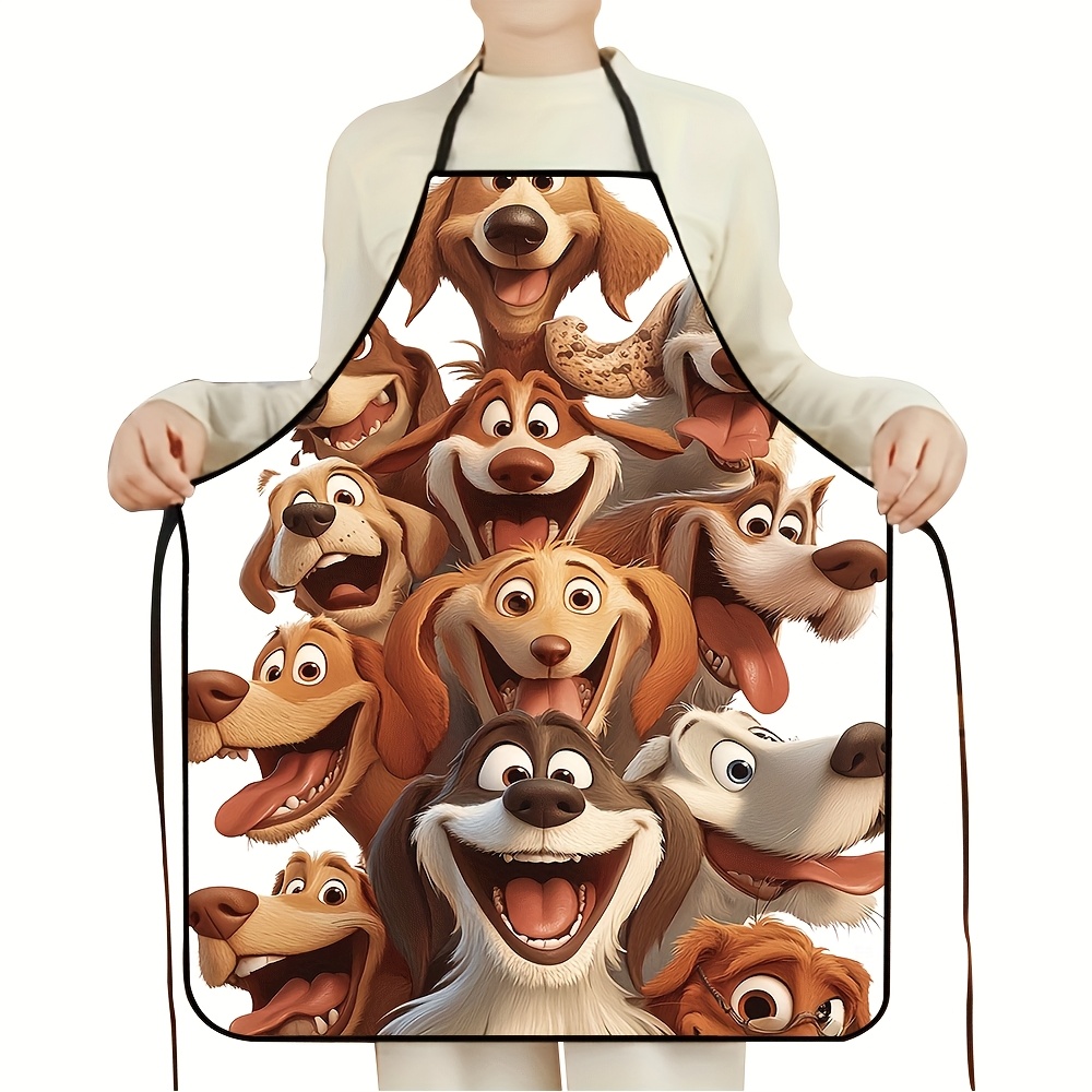 Cartoon Dog Pack Apron – 8 Pla - Printed Bibs Pack avaliação e preço