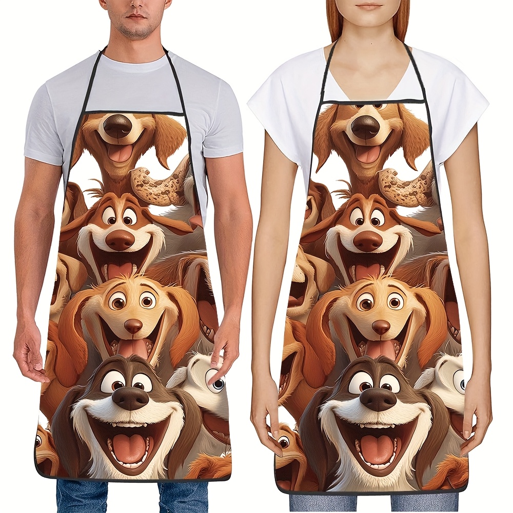 Cartoon Dog Pack Apron – 8 Pla - Printed Bibs Pack avaliação e preço