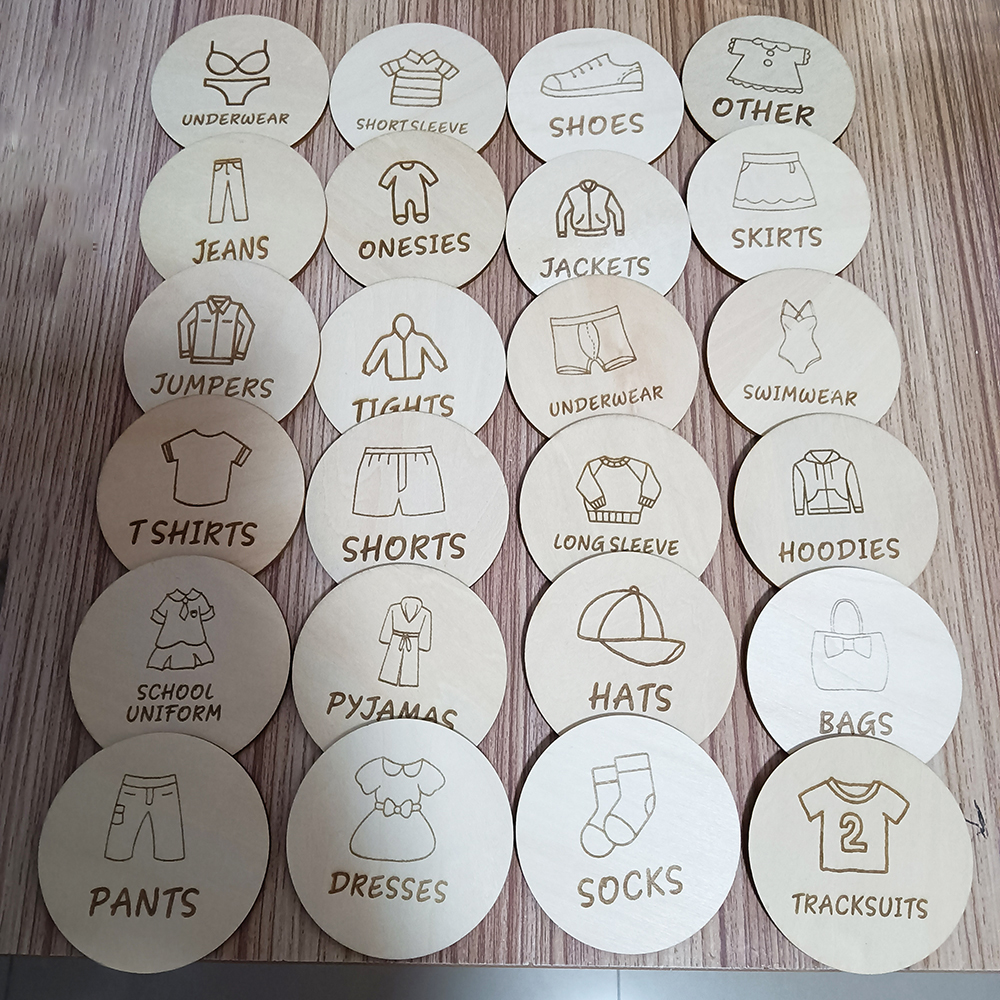 Wooden Wardrobe Labels, Kids C - Baby Clothing Tags avaliação e preço