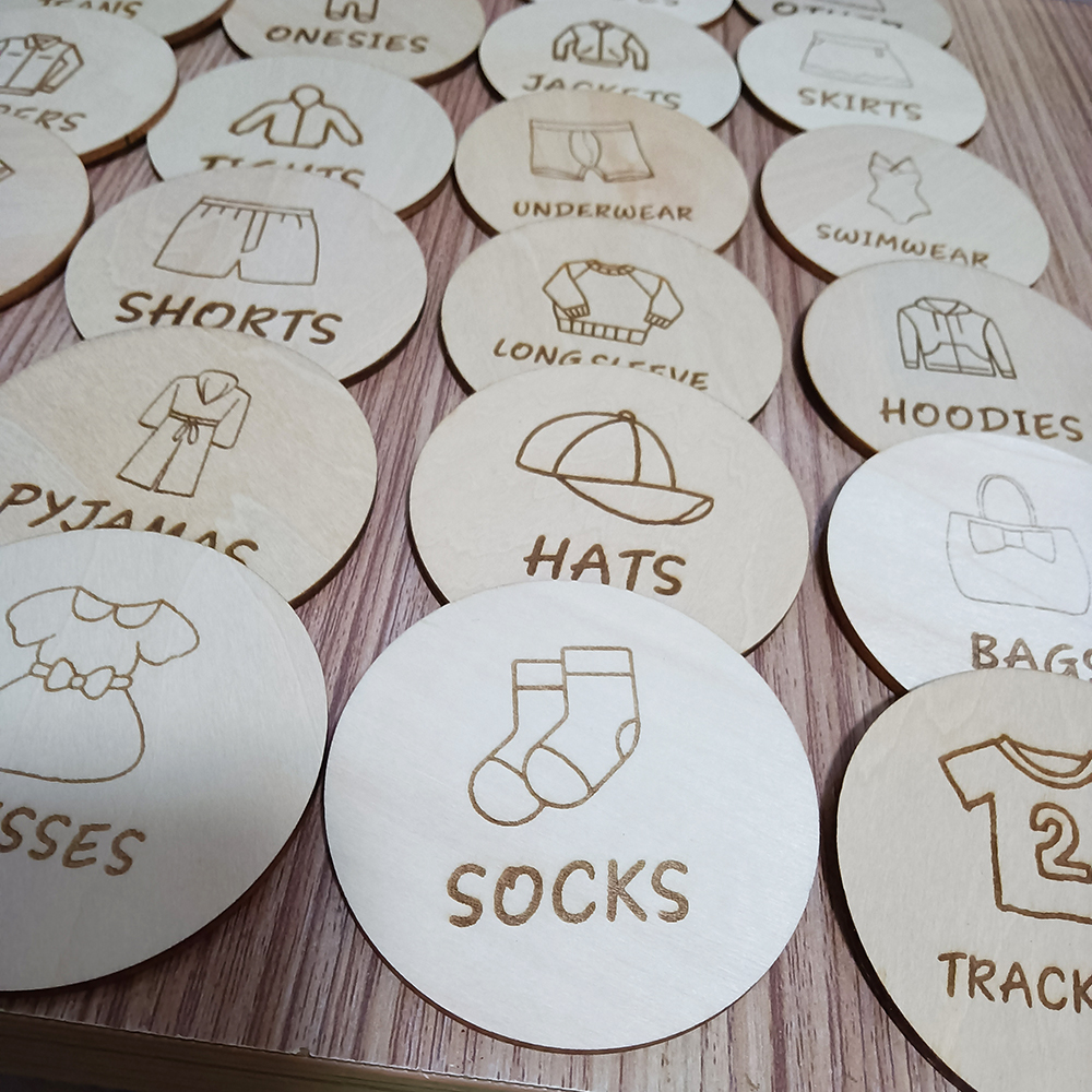 Wooden Wardrobe Labels, Kids C - Baby Clothing Tags avaliação e preço