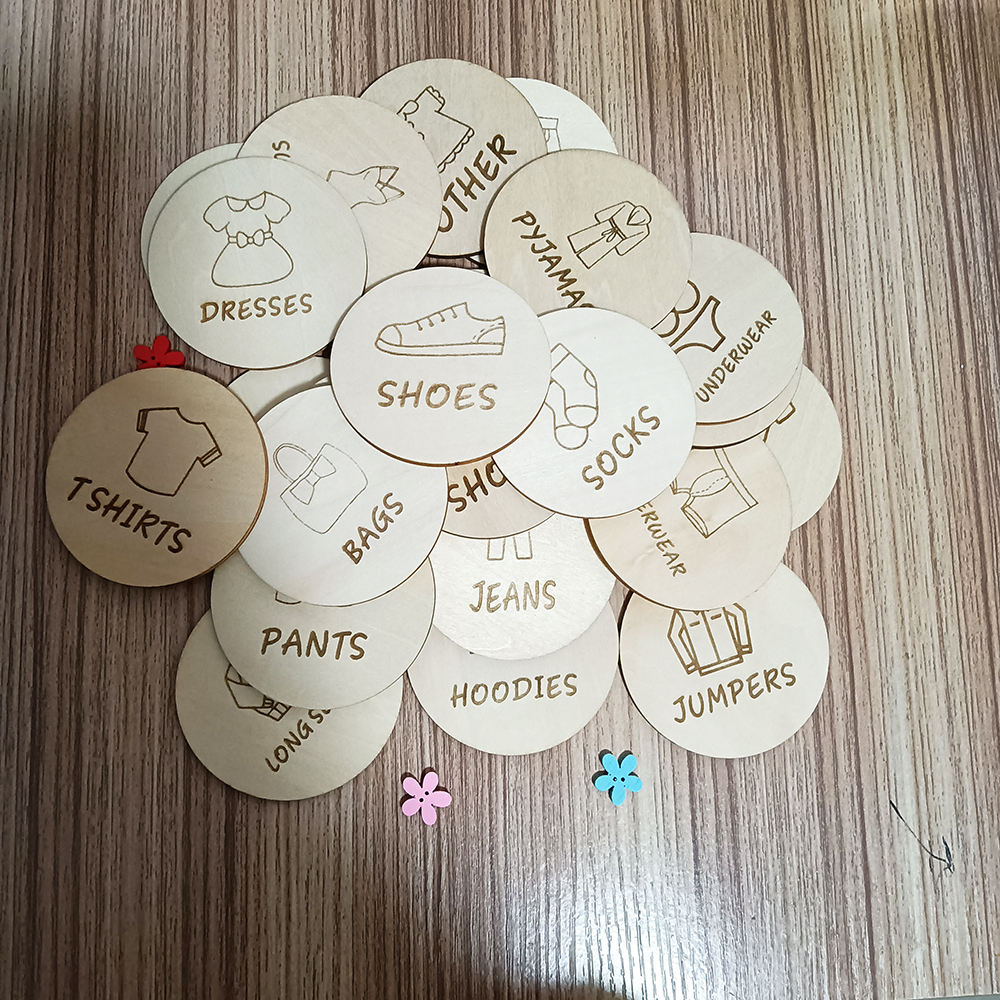Wooden Wardrobe Labels, Kids C - Baby Clothing Tags avaliação e preço