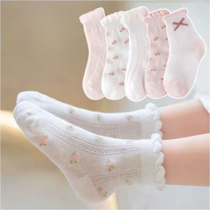 Girls Socks Cute Flowers Patte - Baby Clothing Patterns Free avaliação e preço