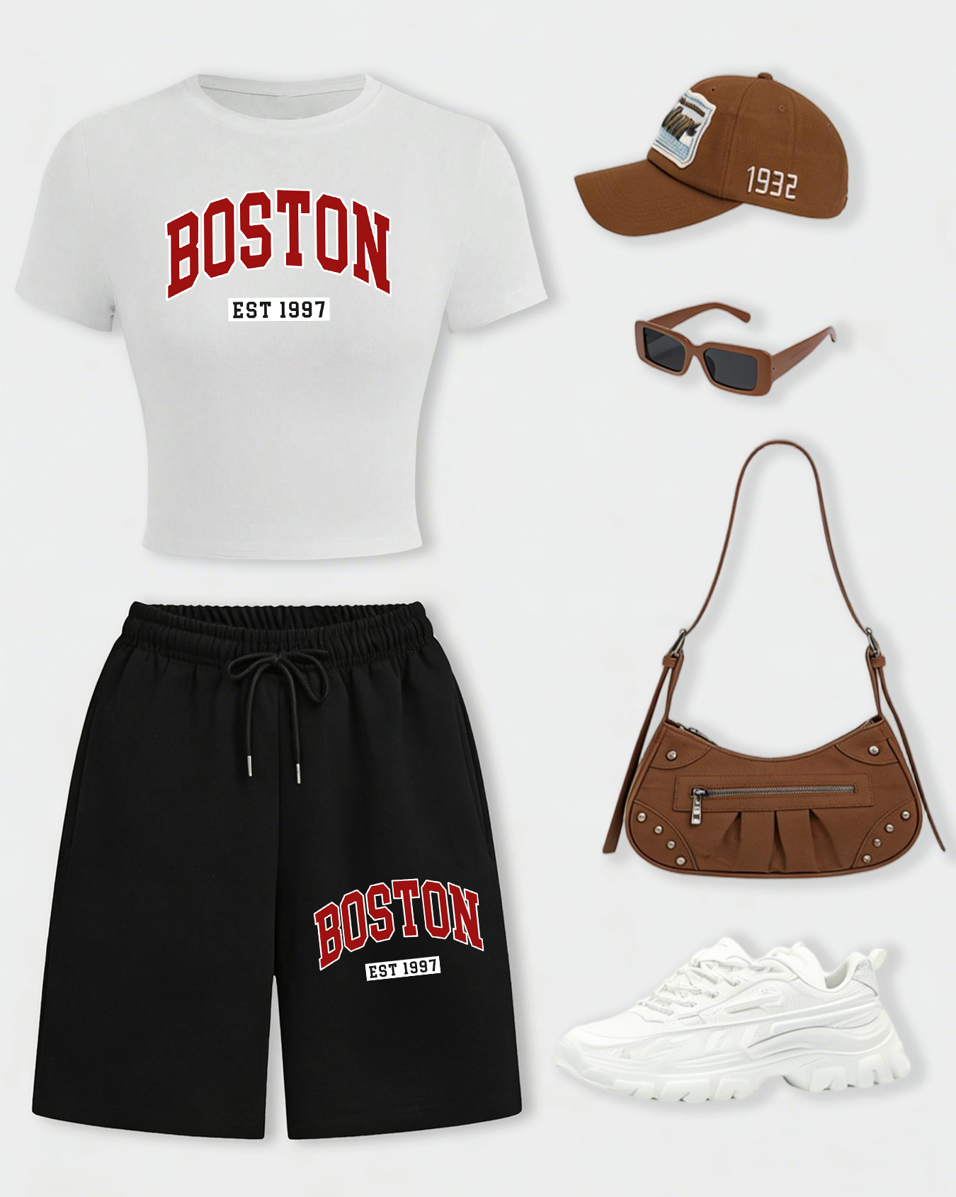 Boston Letter Est 1997 Women T - Summer Short Set avaliação e preço