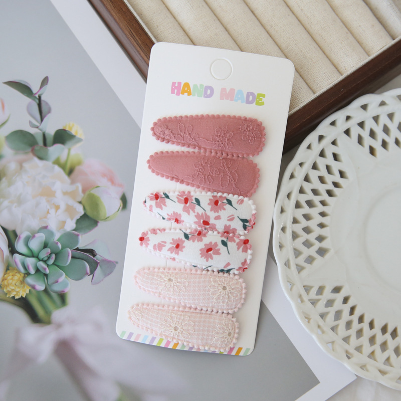 6pcs Fabric Hair Clips Flower  - Baby Clothing Material avaliação e preço