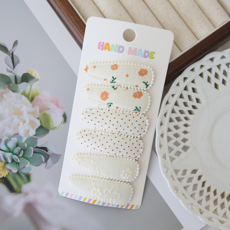 6pcs Fabric Hair Clips Flower  - Baby Clothing Material avaliação e preço